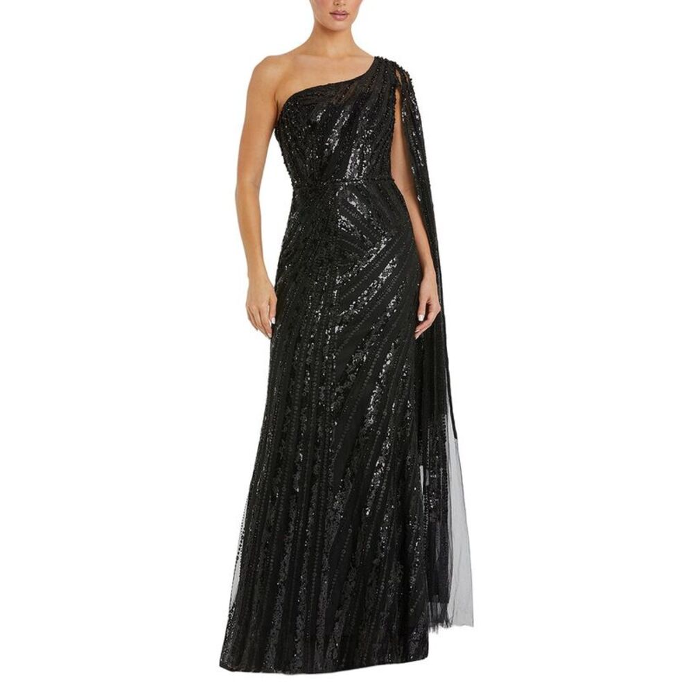 Mac Duggal Womens Sequin Maxi Dress, Black
